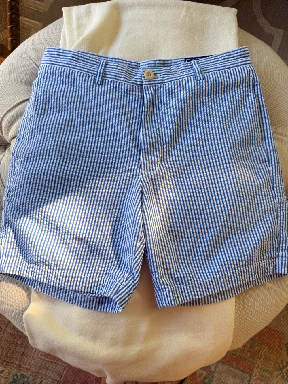Vineyard Vines Blue & White Seersucker Flat-Front Shorts. Sz 30 EUC! Summer MUST